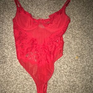 Lace red body suit